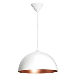 ARIC Suspension COMO E27 60W Blanc Et Cuivre - Blanc / Interieur Cuivre