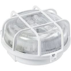 ARIC Hublot Exterieur IP44 Rond E27 100W - Grille Thermoplastique - Blanc