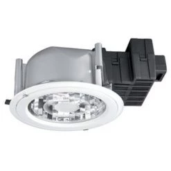 Downlight Fluo 2x13W Ø 182mm Avec Lampe 4000K 745lm G24q-1 Ballast Elec 230V Verre Sérigraphié IK07 IP20/44 RA18E ARIC 2172