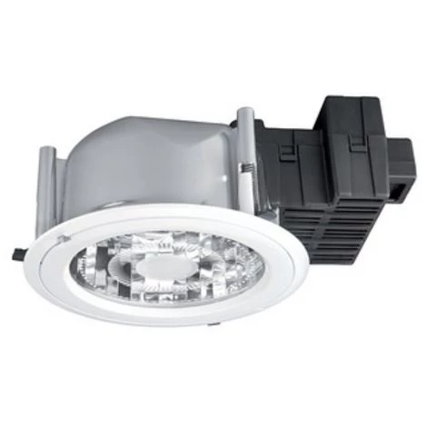 Downlight Fluo 2x13W Ø 182mm Avec Lampe 4000K 745lm G24q-1 Ballast Elec 230V Verre Sérigraphié IK07 IP20/44 RA18E ARIC 2172 1 Downlight Fluo 2x13W Ø 182mm Avec Lampe 4000K 745lm G24q-1 Ballast Elec 230V Verre Sérigraphié IK07 IP20/44 RA18E ARIC 2172