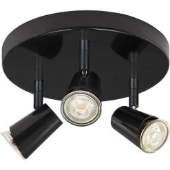 ARIC JUDY P3-Plafonnier 3 Spots GU10, Noir, A/lpes LED 5,5W 3000K 410lm Dimm. Incl - Noir
