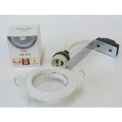 Spot Encastré Halogene Blanc Ø 78mm Fixe Avec Lampe GU10 50W 400lm 2700K Interieur IP20 ECO DISK ARIC 0588