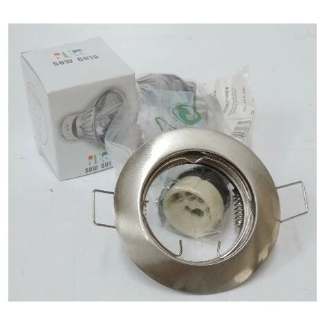 Spot Encastré Halogene 50W Ø 78mm Fixe Collerette Nickel Avec Lampe GU10 2700K Et Douille 230V IP20 DISK ECO ARIC 4528 1 Spot Encastré Halogene 50W Ø 78mm Fixe Collerette Nickel Avec Lampe GU10 2700K Et Douille 230V IP20 DISK ECO ARIC 4528