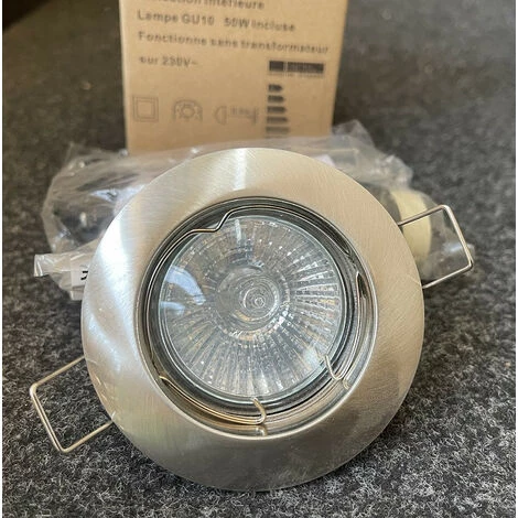 Spot Encastré Halogene 50W Ø 78mm Fixe Collerette Nickel Avec Lampe GU10 2700K Et Douille 230V IP20 DISK ECO ARIC 4528 2 Spot Encastré Halogene 50W Ø 78mm Fixe Collerette Nickel Avec Lampe GU10 2700K Et Douille 230V IP20 DISK ECO ARIC 4528 – Image 2