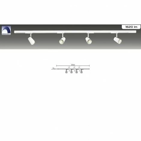 ARIC Kit Plafonnier Judy 4 Spots LED Sur Rail 1 All. 029 - 3x4.5W - 3000K - Blanc - Blanc 2 ARIC Kit Plafonnier Judy 4 Spots LED Sur Rail 1 All. 029 - 3x4.5W - 3000K - Blanc - Blanc – Image 2