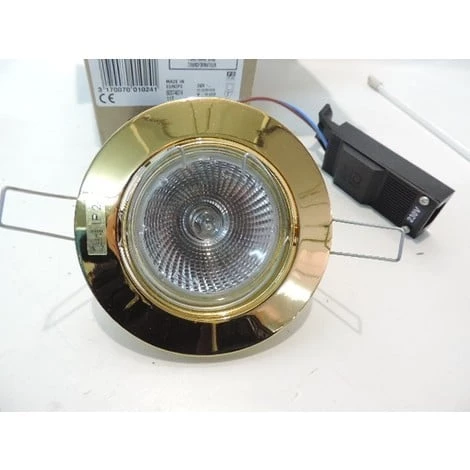 Spot Doré Ø 102mm Orientable Complet Avec Lampe Halogene 75W QPAR20 63mm GU10 230V GAMMA ARIC 1024 1 Spot Doré Ø 102mm Orientable Complet Avec Lampe Halogene 75W QPAR20 63mm GU10 230V GAMMA ARIC 1024