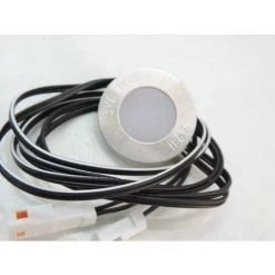 Spot LED 0.3W Rond Ø 45mm Encastré Inox 304 Brossé Lumière Ambre Extra Fin 7mm 12V DC (alim Non Incl) Intérieur IP67 ARIC 5502